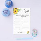 Naam die Spice Sunflower Vrijgezellenfeest Game Ca Flyer (Enkel)