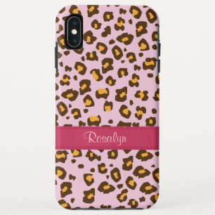 Naam dierlijk luipaard roze bruin  iPhone XS max hoesje