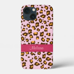 Naam dierlijk luipaard roze bruin Case-Mate iPhone case