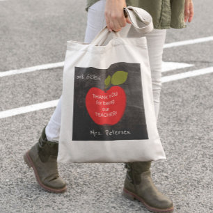 Naam docent   Red Apple Blackboard Bedankt Tote Bag
