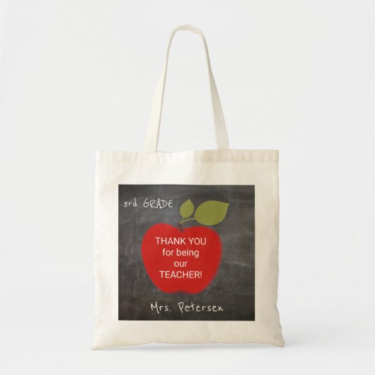 Naam docent | Red Apple Blackboard Bedankt Tote Bag (Voorkant)
