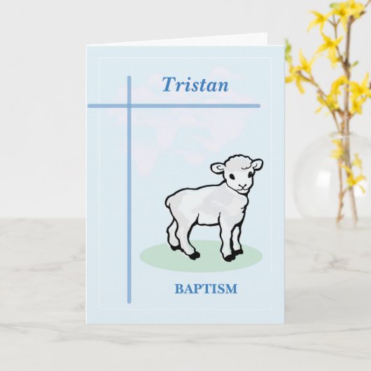 naam doop blauw jongenslam kaart (Gele Bloem)