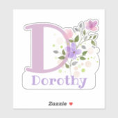 Naam Dorothy & Initiaal met bloemendesign Sticker (Vel)