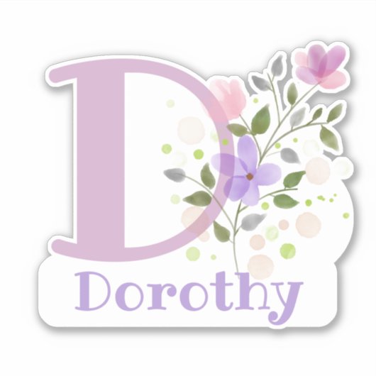 Naam Dorothy & Initiaal met bloemendesign Sticker (Voorkant)