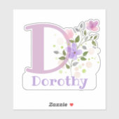 Naam Dorothy & Initiaal met Floral Design Sticker (Vel)
