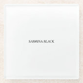 Naam Duidelijk Modern Minimalistisch Eenvoudig Wit Glazen Onderzetter (Voorkant)