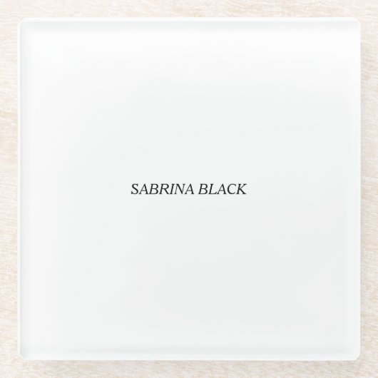 Naam Duidelijk Modern Minimalistisch Eenvoudig Wit Glazen Onderzetter (Voorkant)