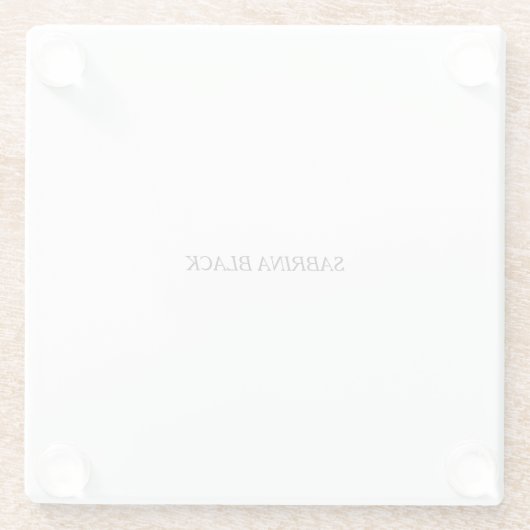 Naam Duidelijk Modern Minimalistisch Eenvoudig Wit Glazen Onderzetter (Achterkant)