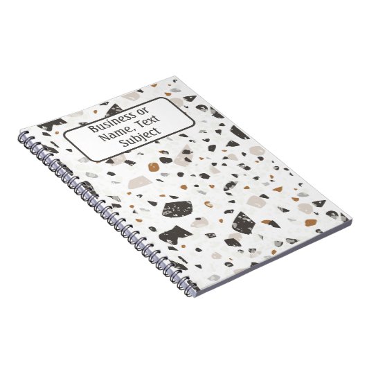 Naam, Earth Tone Marble Chips Terrazzo Patroon Notitieboek (Rechterzijde)