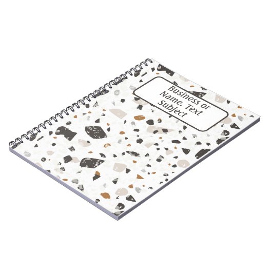 Naam, Earth Tone Marble Chips Terrazzo Patroon Notitieboek (Linkerzijde)
