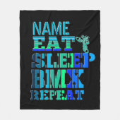 Naam Eat Sleep BMX Herhalen Blauwe Tekstdeelkaart  Fleece Deken (Voorkant)