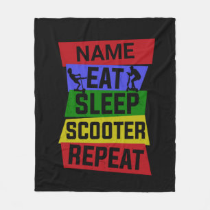 Naam Eat Sleep Scooter herhalen toevoegen Fleece Deken