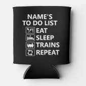 Naam Eat Sleep Train herhalen Steamtrein herhalen Blikjeskoeler (Voorkant)