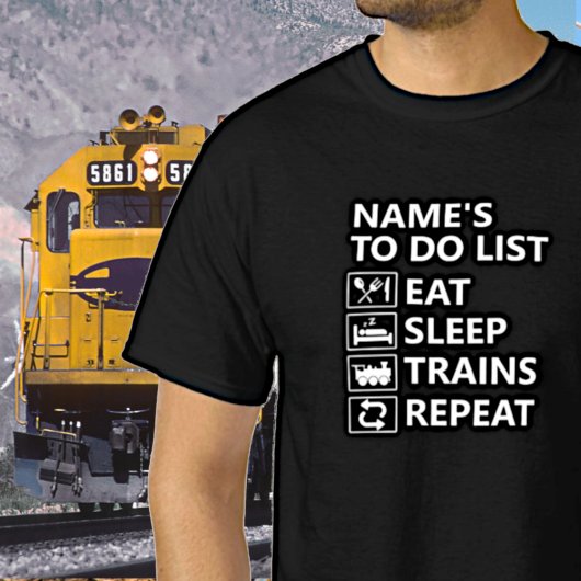 Naam Eat Sleep Train herhalen Steamtrein herhalen T-shirt