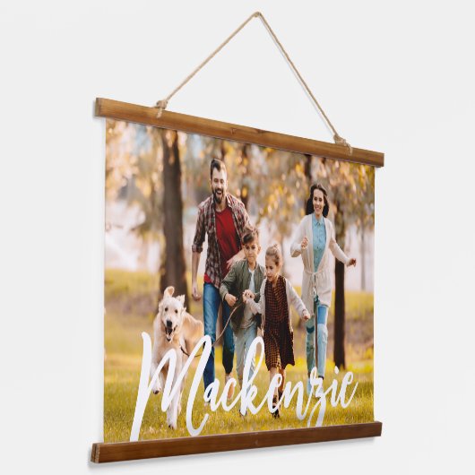 Naam eenvoudig fotoportret hangend wandkleed (Gebogen)
