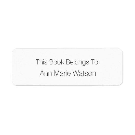 Naam Eenvoudig Zwart Wit Bookplate Label (Voorkant)