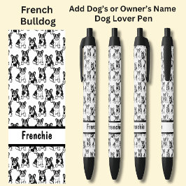 Naam eigenaar of hond toevoegen, Franse Bulldog Zwarte Inkt Pen