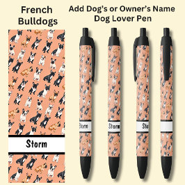 Naam eigenaar of hond toevoegen, Franse Bulldogs Zwarte Inkt Pen