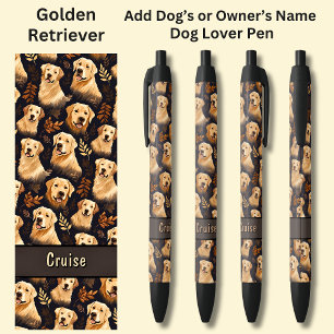 Naam eigenaar of hond toevoegen, Golden Retrievers Zwarte Inkt Pen