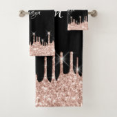 Naam Elegant Glitter Drivers Roze Rose Gold Black  Bad Handdoek (Insitu)
