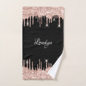 Naam Elegant Glitter Drivers Roze Rose Gold Black Bad Handdoek (Handdoek)