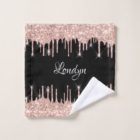 Naam Elegant Glitter Drivers Roze Rose Gold Black  Bad Handdoek (Wasdoekje)