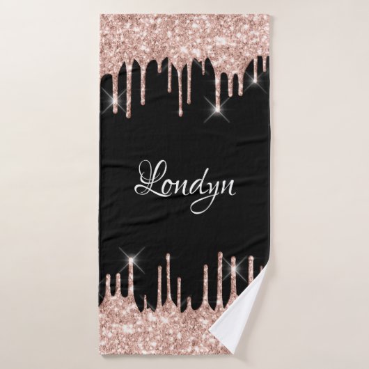Naam Elegant Glitter Drivers Roze Rose Gold Black Badhanddoek (Badhanddoek)