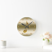Naam elegant Gold Music Note toevoegen | Voor muzi Ronde Klok (Huis)