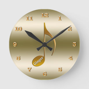 Naam elegant Gold Music Note toevoegen   Voor muzi Ronde Klok
