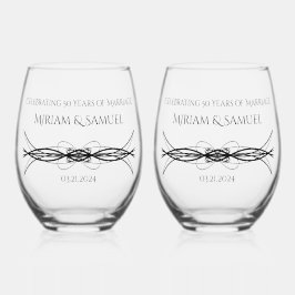 Naam Elegant paar Datum Jubileum Keepsake Wijnglas Zonder Voet