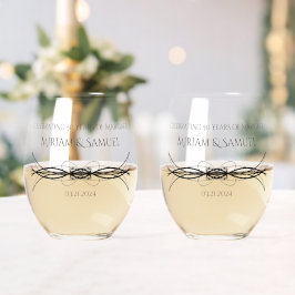 Naam Elegant paar Datum Jubileum Keepsake Wijnglas Zonder Voet