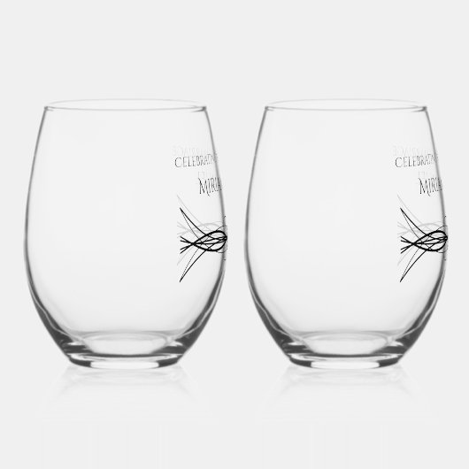 Naam Elegant paar Datum Jubileum Keepsake Wijnglas Zonder Voet (Rechts)