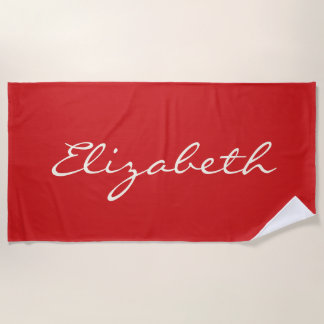 Naam Elegant rood handgeschreven script Strandlaken