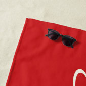 Naam Elegant rood handgeschreven script Strandlaken (In situ)