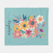 Naam Elegante Bloemen Patroon Fleece Deken (Voorkant (Horizontaal))