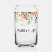 Naam, Elegante Waterverf Roze Blush Bloemdruppel Blikvorm Glas (Voorkant)