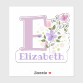 Naam Elizabeth plus initiaal met bloemendesign Sticker (Vel)