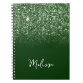 Naam Emerald Green Glitter Ombre Script Notitieboek (Voorkant)