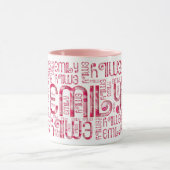 Naam Emily Cute Love Hearts Typography Mok (Midden)
