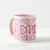 Naam Emily Cute Love Hearts Typography Mok (Voorkant links)