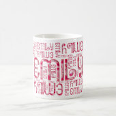 Naam Emily Cute Pink Love Heart Typography Mok (Center)