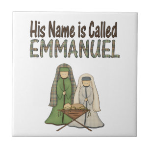 Naam: Emmanuel Kerstkeramische keramische tegel Tegeltje