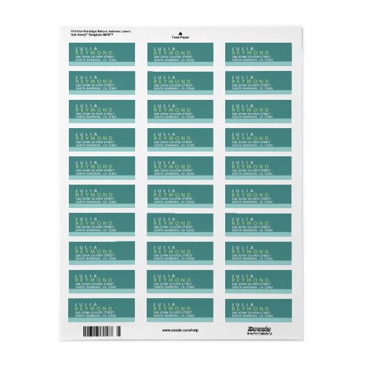 naam en achternaam met huisadres op blauwgroen adr etiket (Full Sheet)