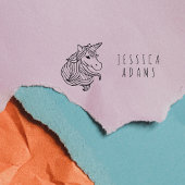 Naam en achternaam van Cute Unicorn Kind Rubberstempel