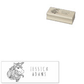 Naam en achternaam van Cute Unicorn Kind Rubberstempel (Gestempeld)