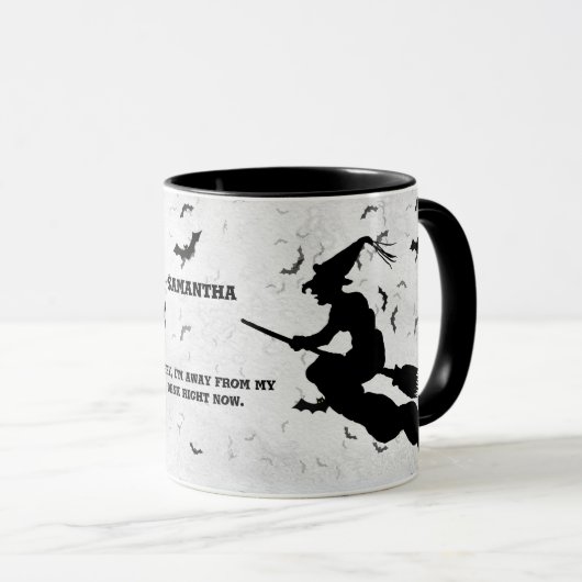 Naam en adres Halloween Witch - zwart en wit Mok (Voorkant rechts)