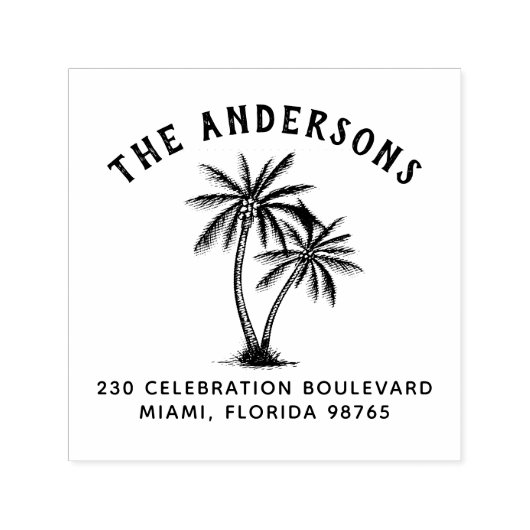 Naam en adres oude familie en handpalmbomen retour  zelfinktende stempel (Design)