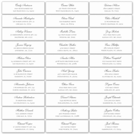 Naam en adres van de gasten. Bruiloft verzendlabel Sticker (Voorkant)