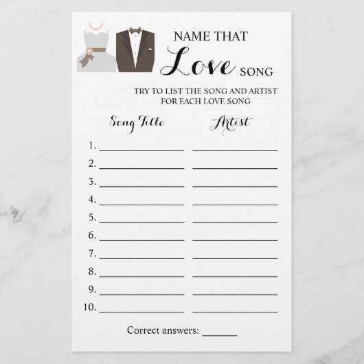 Naam en adres van de Love Song Bride & Groom Game  Flyer (Voorkant)