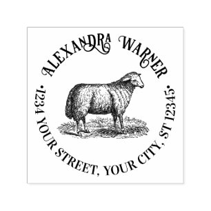 Naam en adres van de  schapenhouderij Terugkeeradr Zelfinktende Stempel